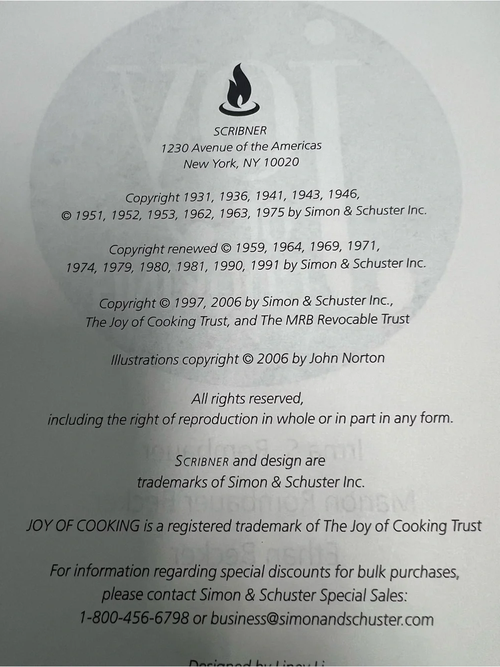 Joy of cooking cookbook hardback 2006 recipes